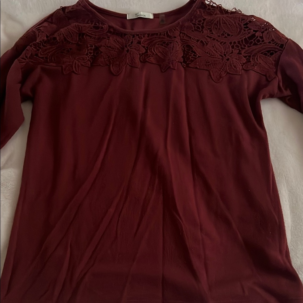 Burgundy Lace Detail Top